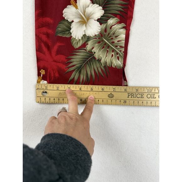 Vtg 90s Pacific Legends Hawaii Womens Red‎ Hibiscus Floral Top Pants Set Coastal - Picture 15 of 16